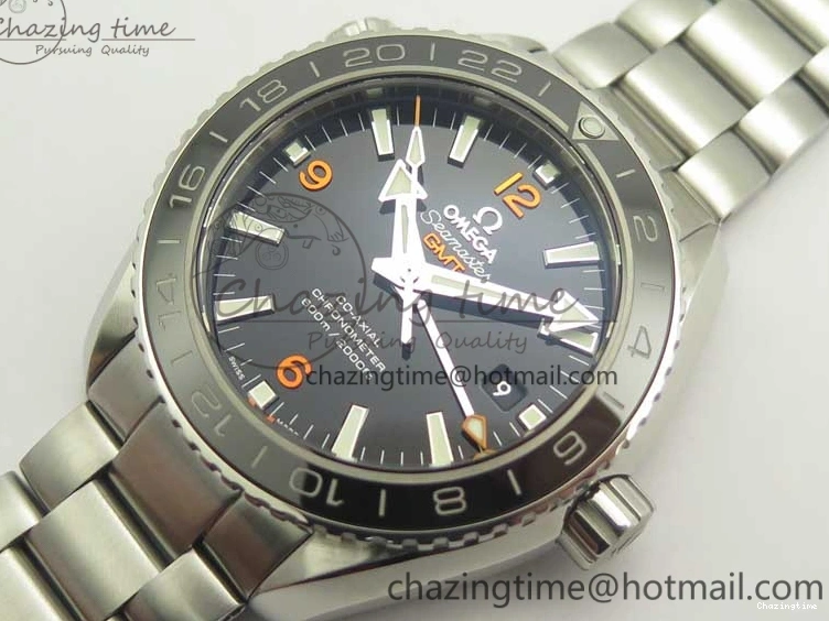 0304 Planet Ocean 600M Co-Axial GMT 43.5mm VSF 1:1 Best Edition Black Dial Orange Markers on SS Bracelet A8605 Super Clone Elegant 8024